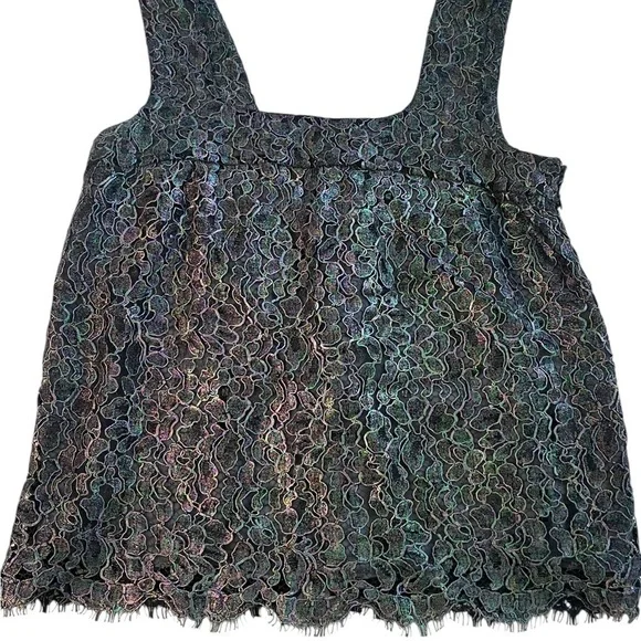 CHANEL Black Iridescent Lace Tank Top - Picture 1 of 9